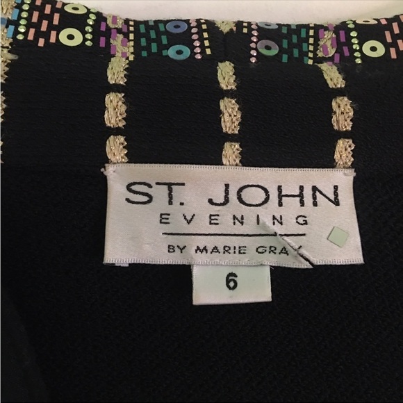 ST. JOHN PAILLETTES BLACK JACKET EXCELLENT CONDITION  MATCHING BAG PAILLETTES - Picture 2 of 13